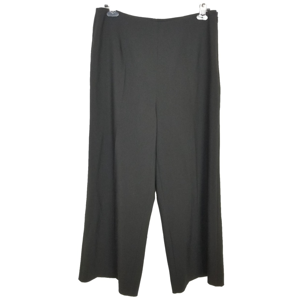 Charlie B. Women Wide Leg Cropped Pants Sz 10 Black Classic Trousers Preppy Boho